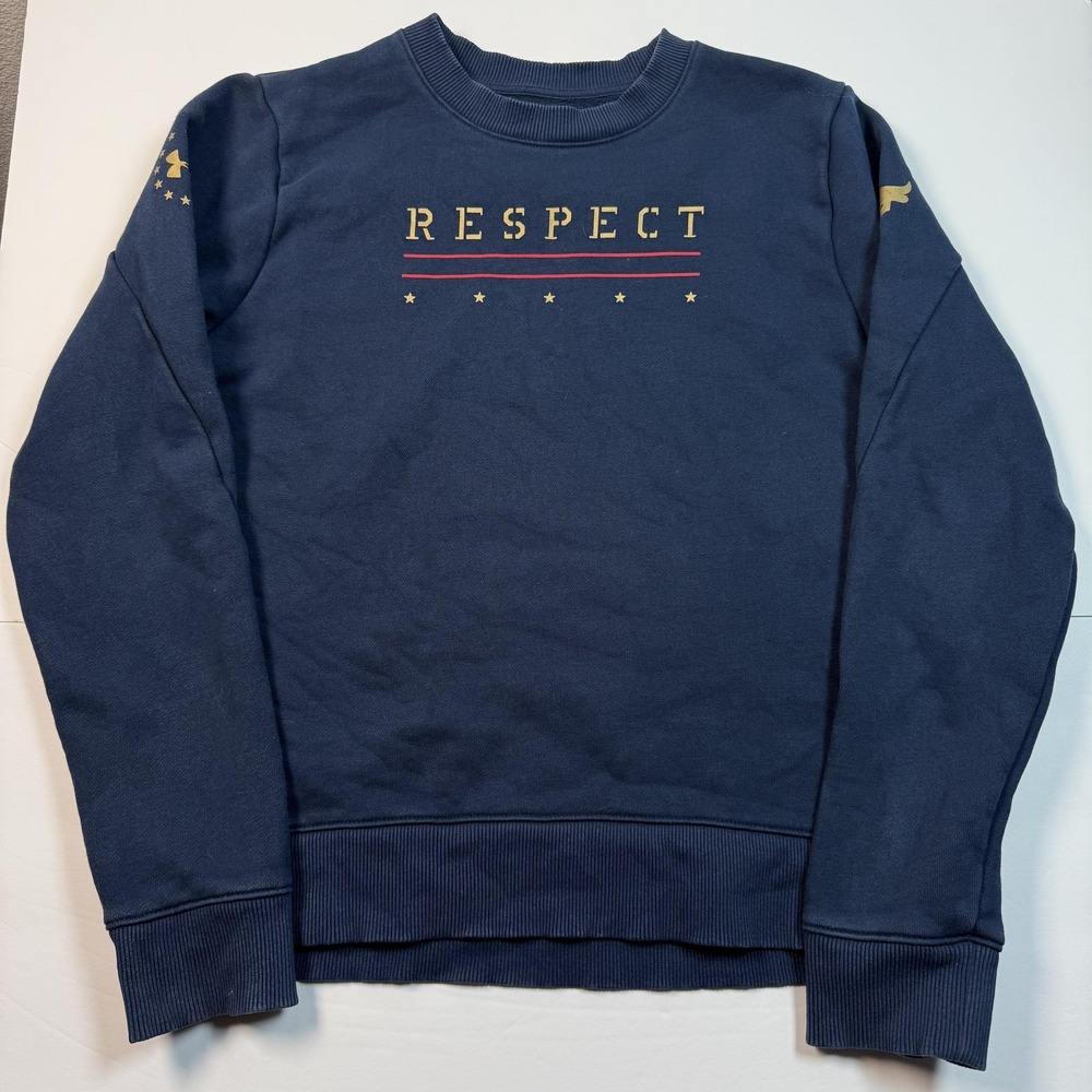 Under Armour Sweatshirt Mens‎ Medium Navy Project Rock Respect Crewneck Pullover
